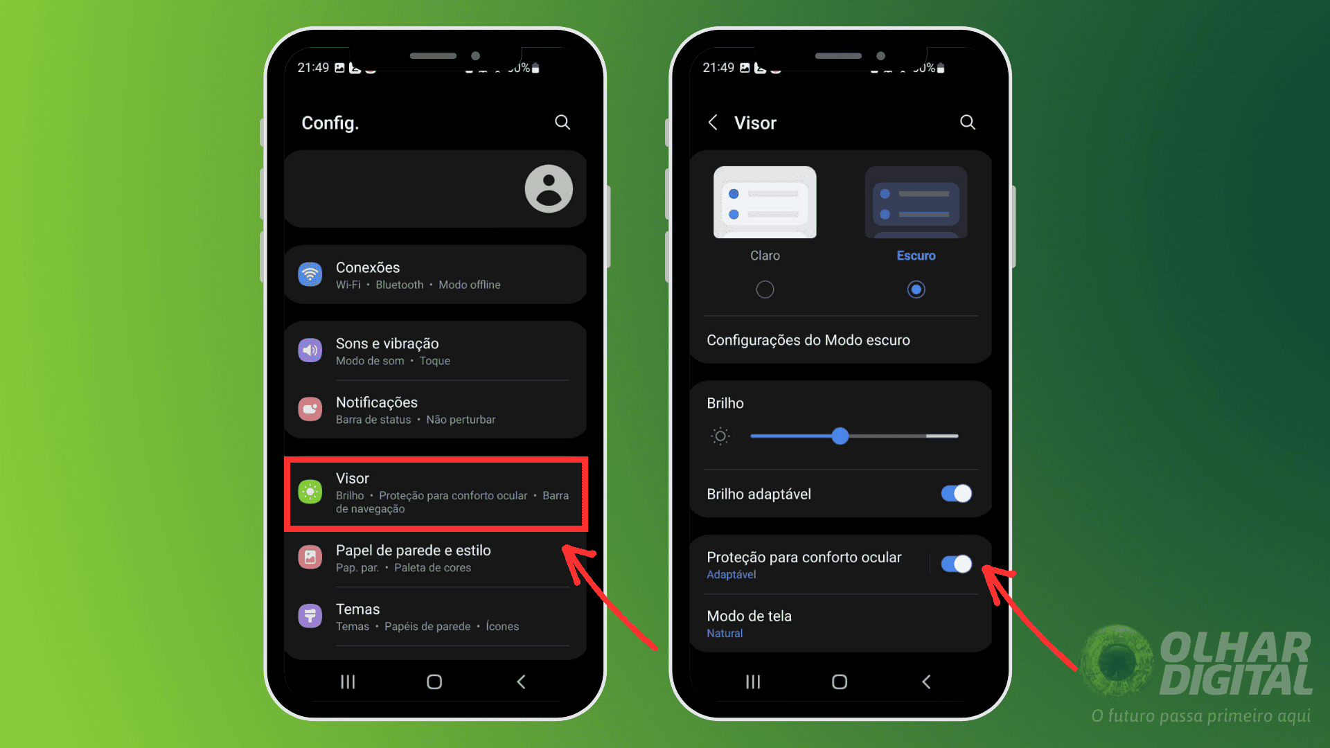 Como ativar o filtro de luz azul no Android