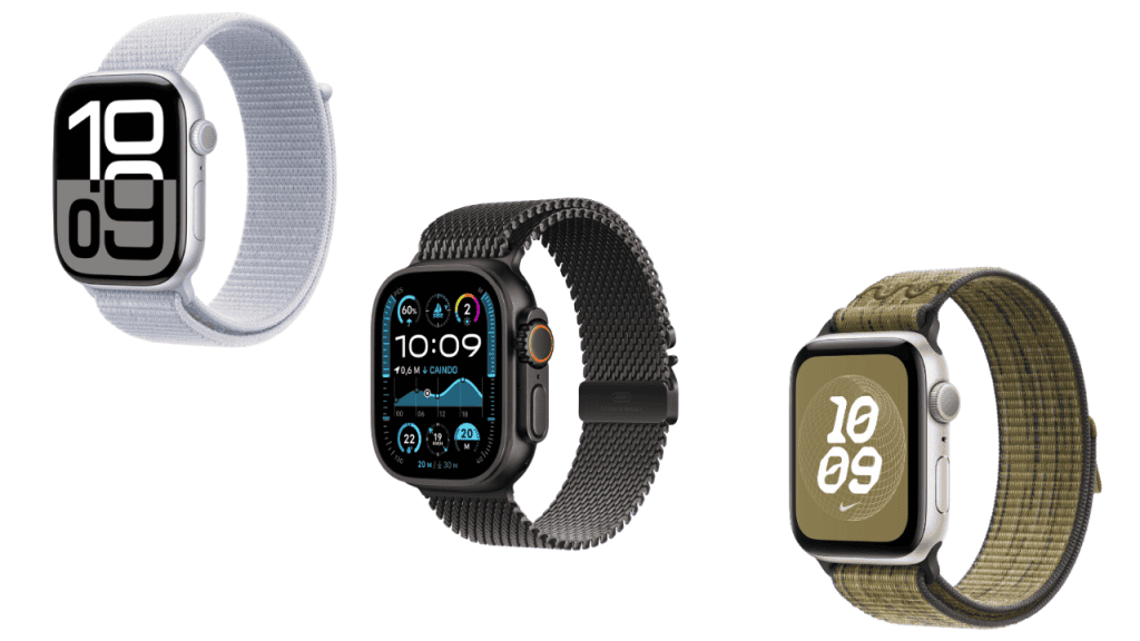 Variadas pulseiras do Apple Watch exibidas