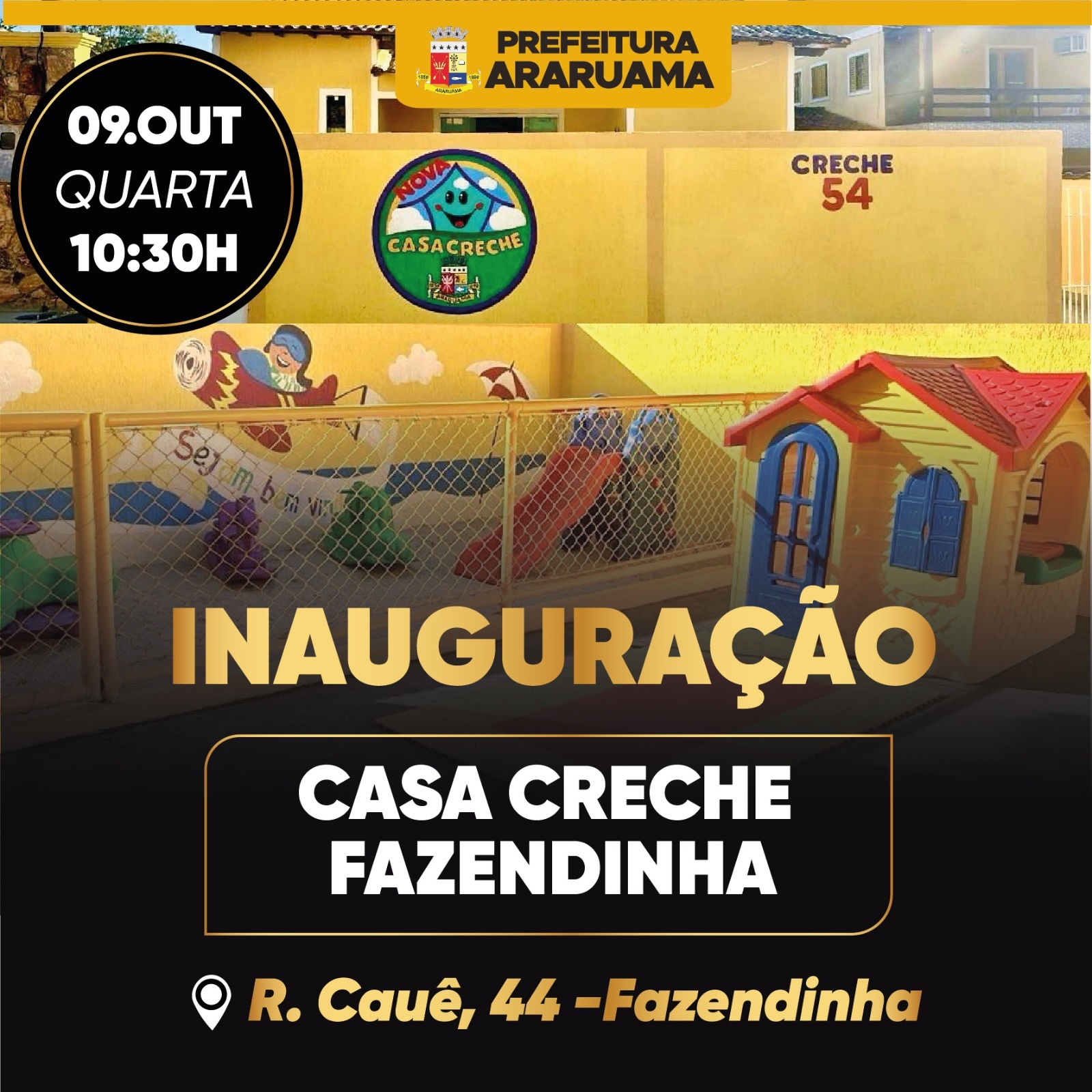 Prefeitura de Araruama vai inaugurar mais uma Casa Creche na Fazendinha, nessa quarta-feira