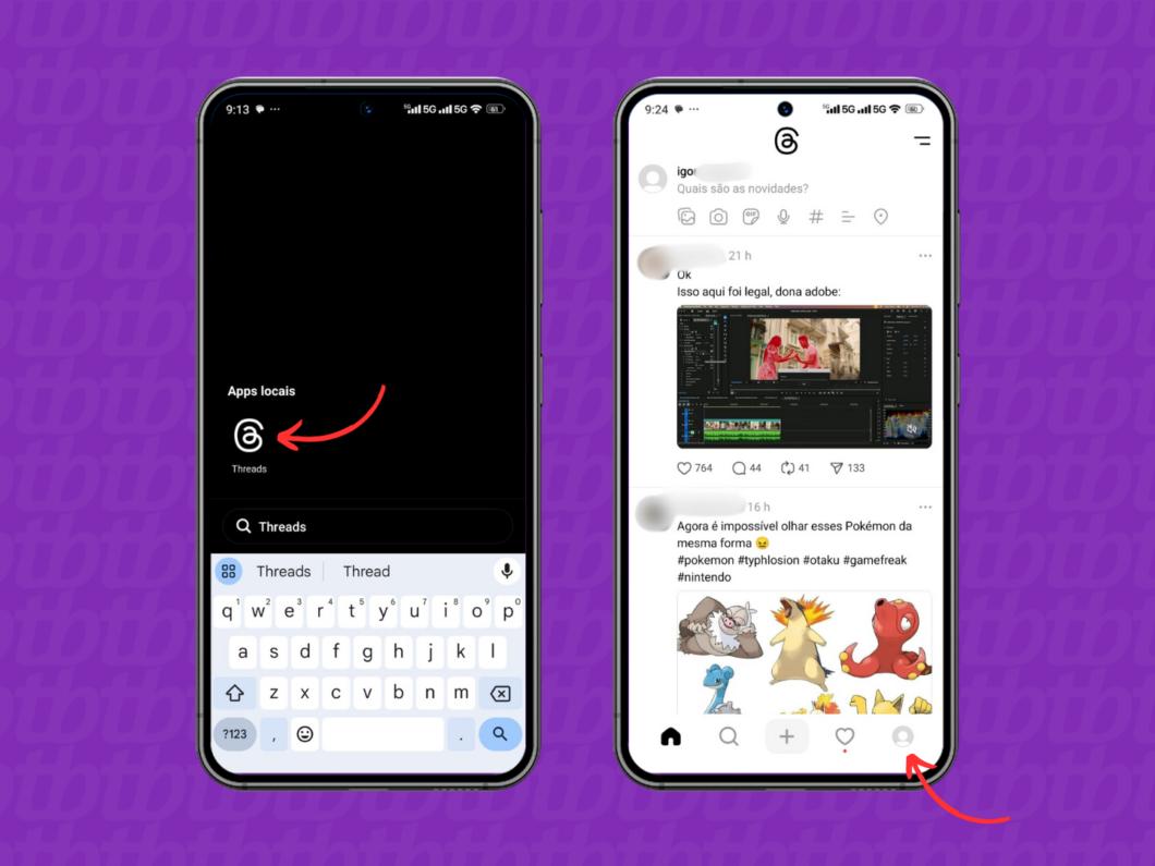Acessando a sua página de perfil no Threads
