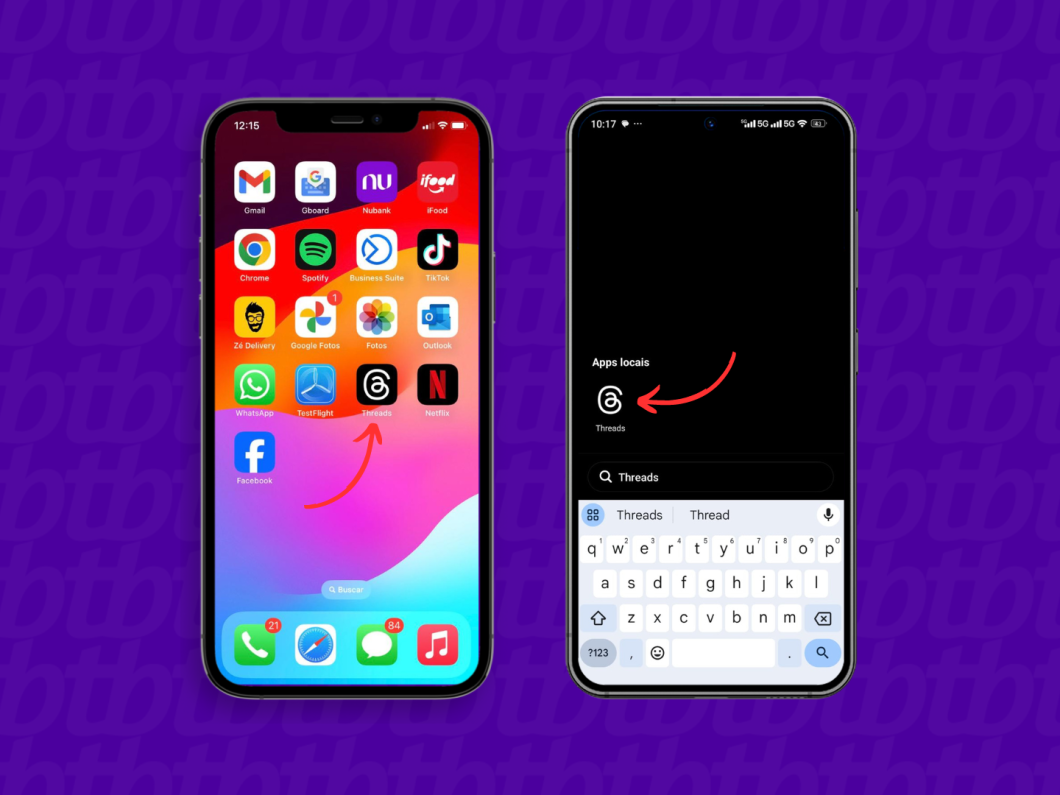 Acessando o app do Threads pelo celular