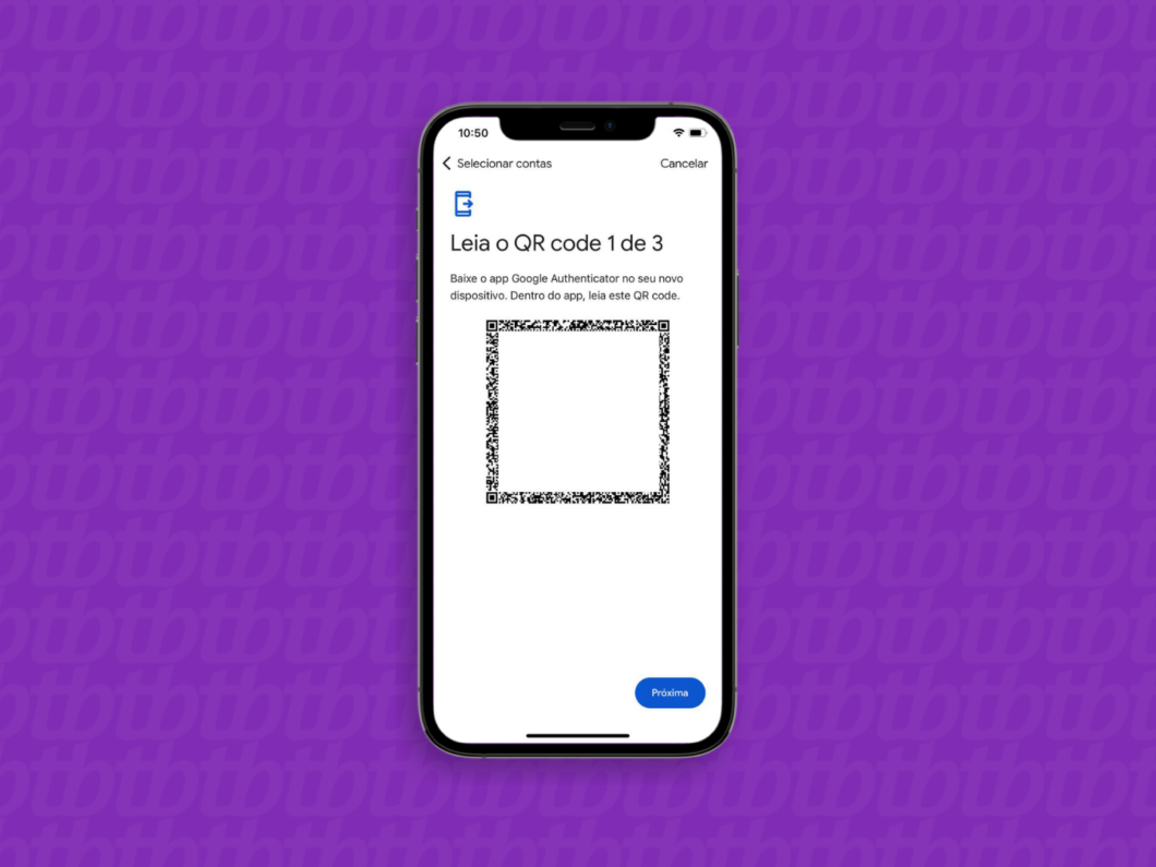 Captura de tela do QR code de backup gerado pelo Google Authenticator