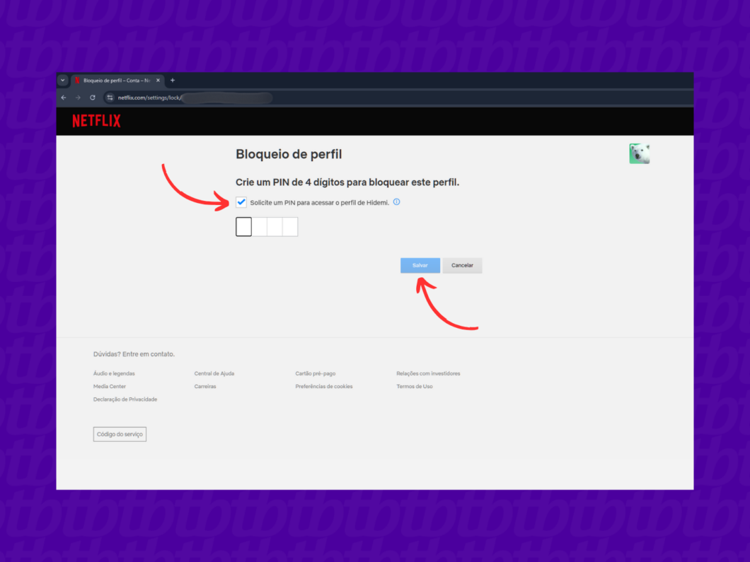 Criando um PIN para o perfil da Netflix pelo PC