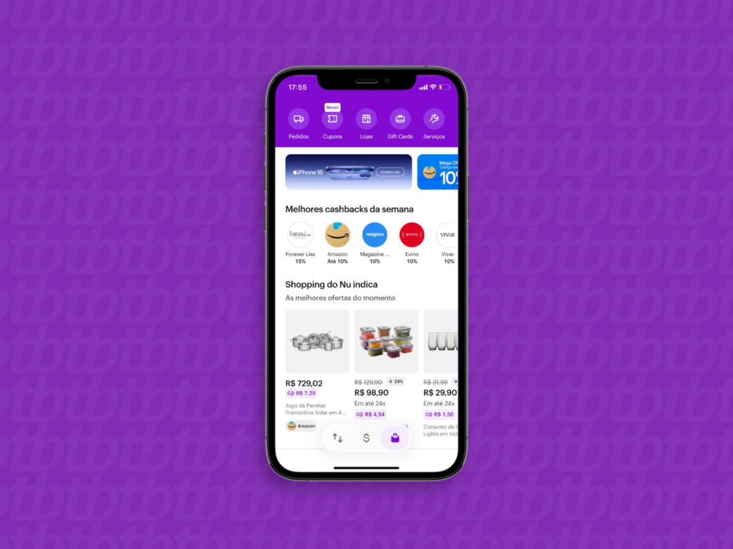 Seção 'Shopping' no aplicativo do Nubank