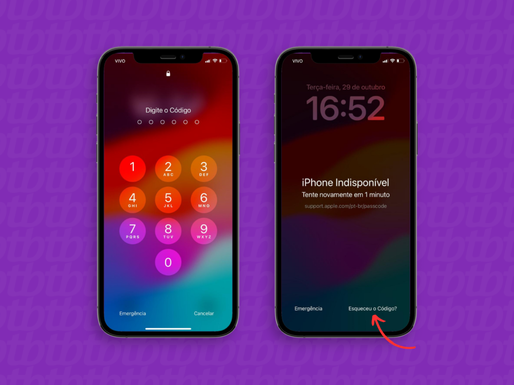 Usando o recurso 'Esqueceu o Código?' do iPhone