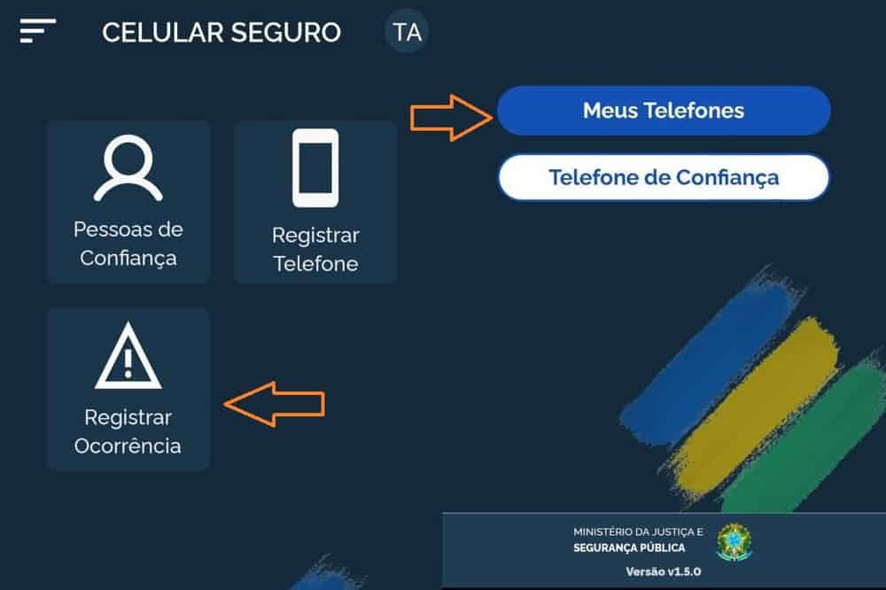 Opção para registrar ocorrência no aplicativo Celular Seguro