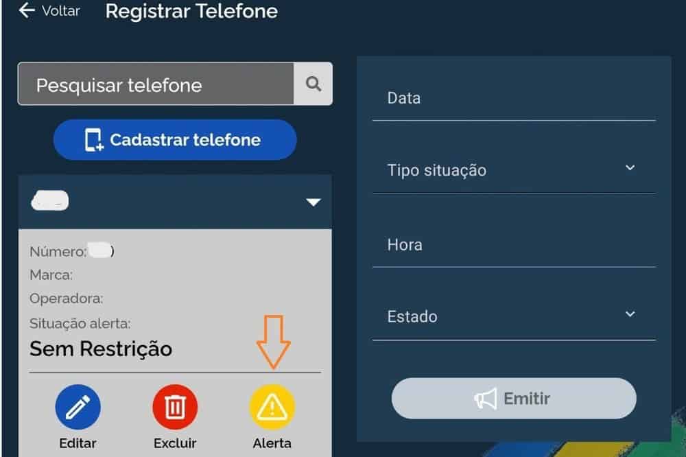 Confirmação de bloqueio de IMEI no aplicativo Celular Seguro