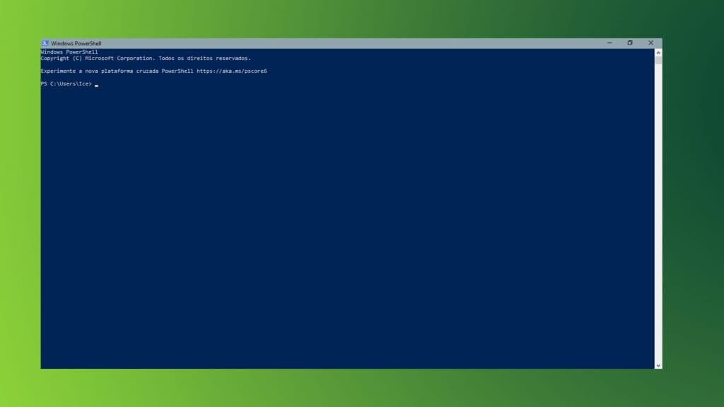 Tela do PowerShell