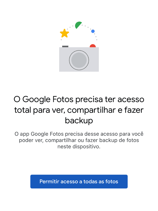 Configuração do Google Fotos no iPhone