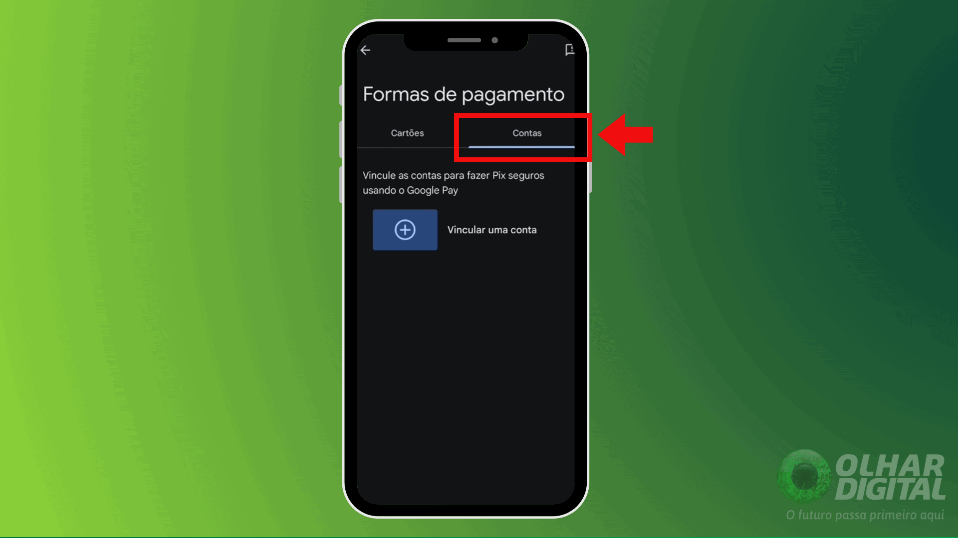 Acessar aba de contas na Carteira do Google