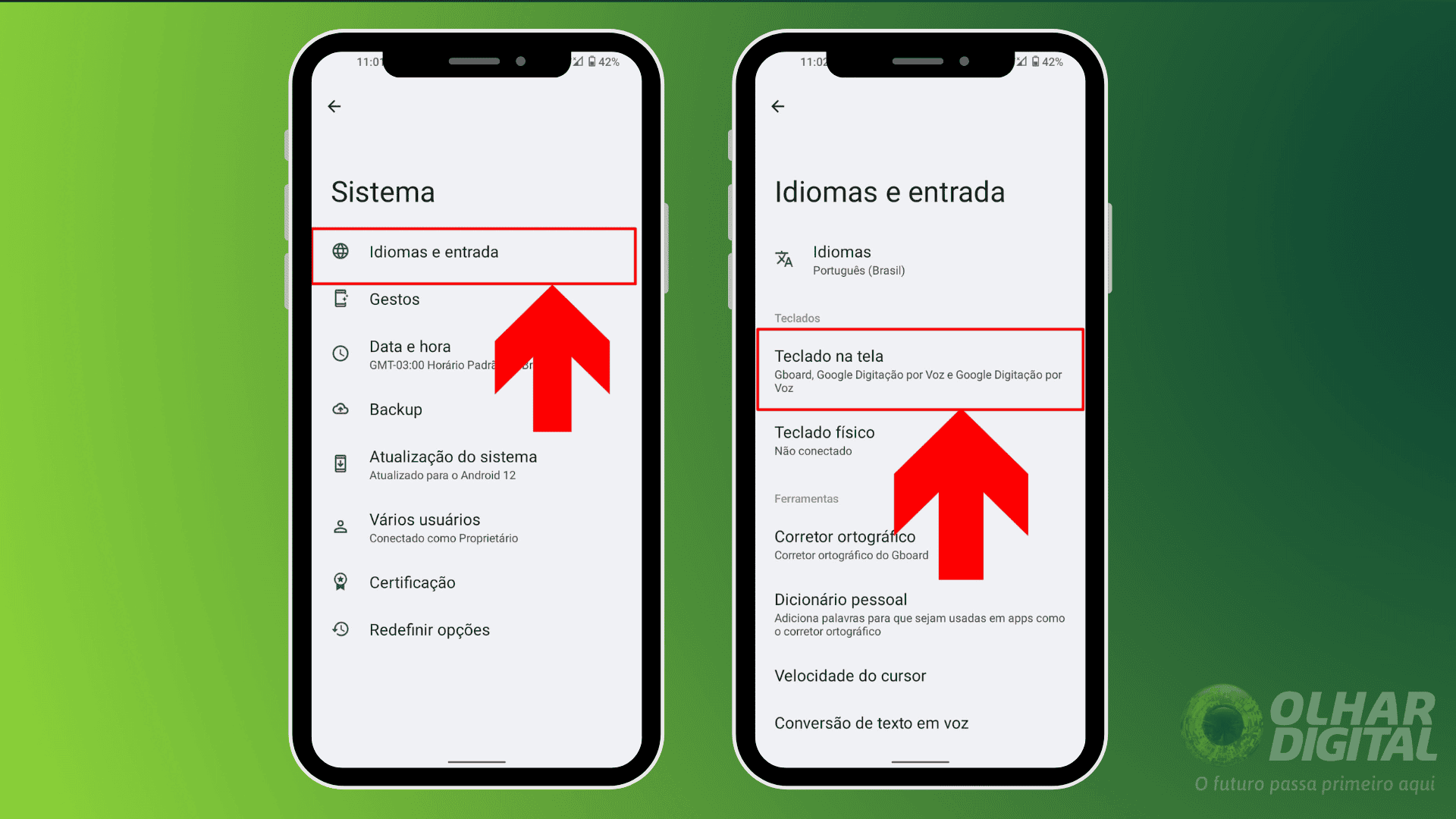 Imagem de como acessar as configurações do teclado no celular Android