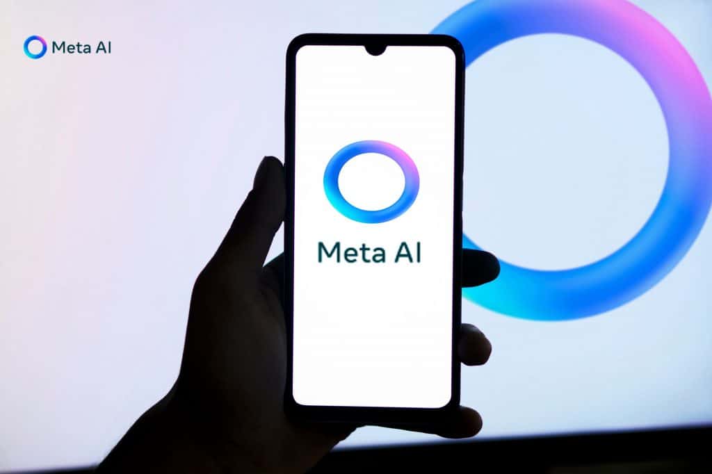 Logotipo do Meta AI em um smartphone