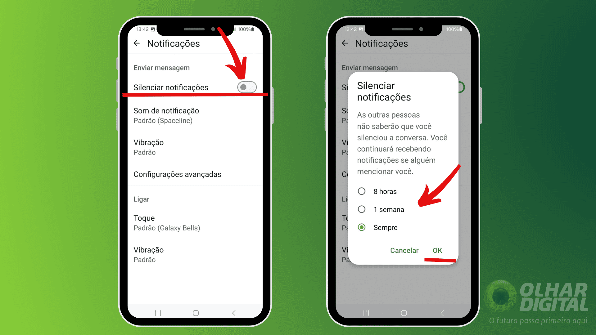 Etapas do tutorial sobre como silenciar contato no WhatsApp