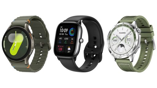 Montagem com modelos de smartwatch em promoção na Amazon