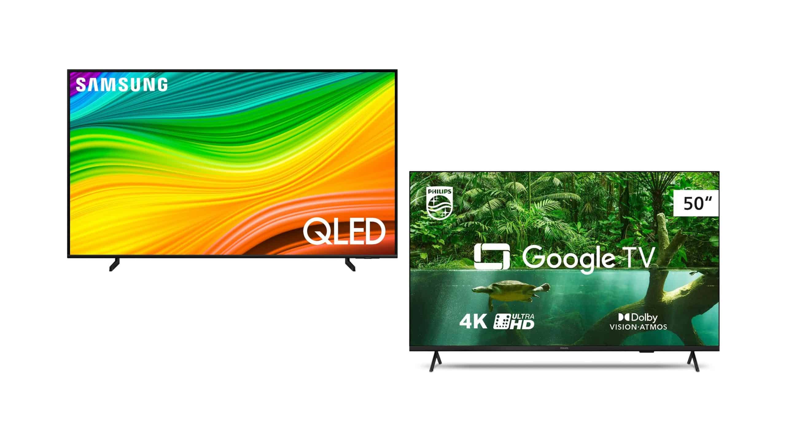 Montagem com smart TVs 4K em promoção na Amazon