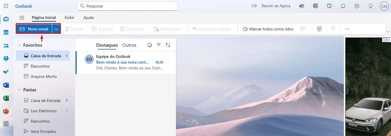 Novo e-mail no Outlook