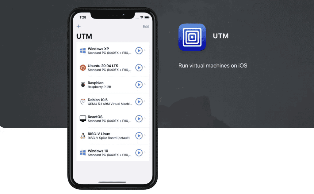 Tela do UTM SE em funcionamento no iPhone