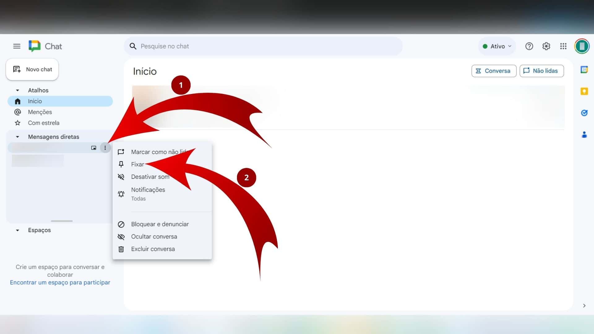 Fixar conversa no Google Chat