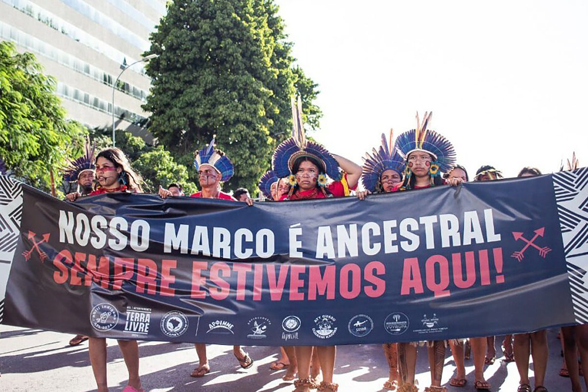 Protesto contra o Marco Temporal. Foto: Laura Samily/Cobertura colaborativa do ATL 2024