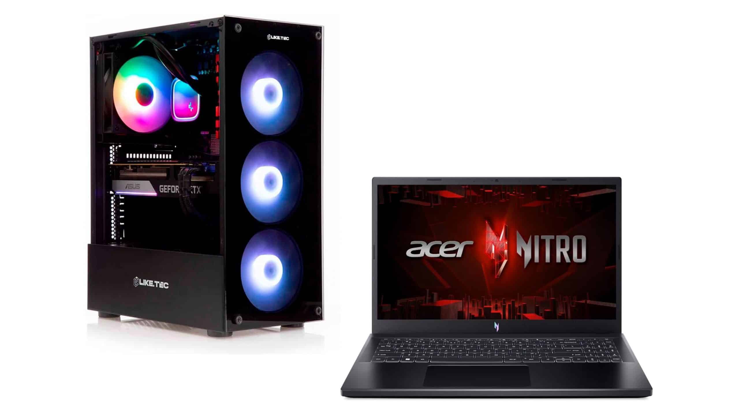 Montagem com PC e notebook gamer em promoção de Black Friday na Amazon