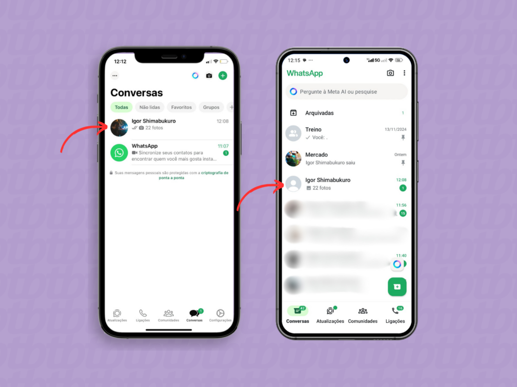 Abrindo uma conversa do WhatsApp pelo celular