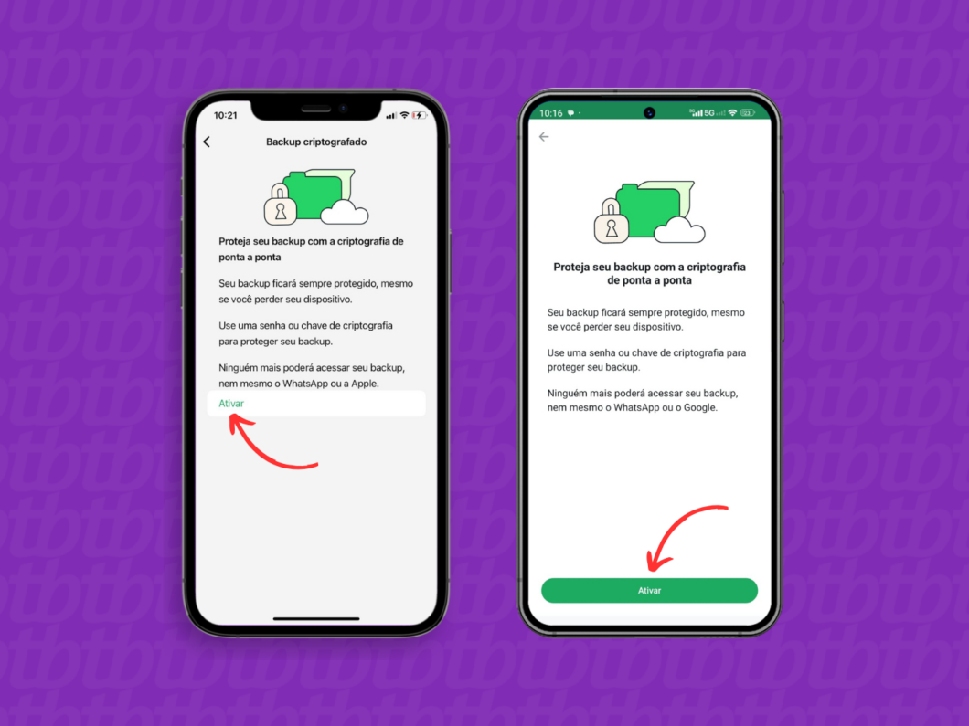 Ativando o backup criptografado do WhatsApp