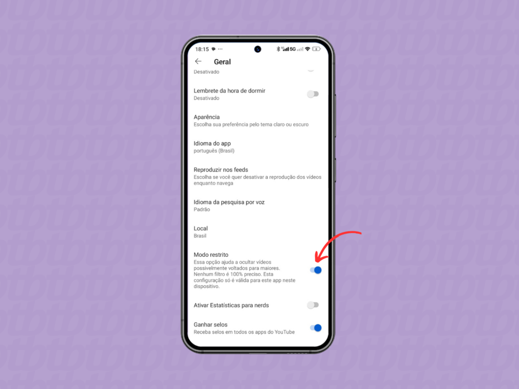 Ativando ou desativando o Modo Restrito do YouTube pelo celular