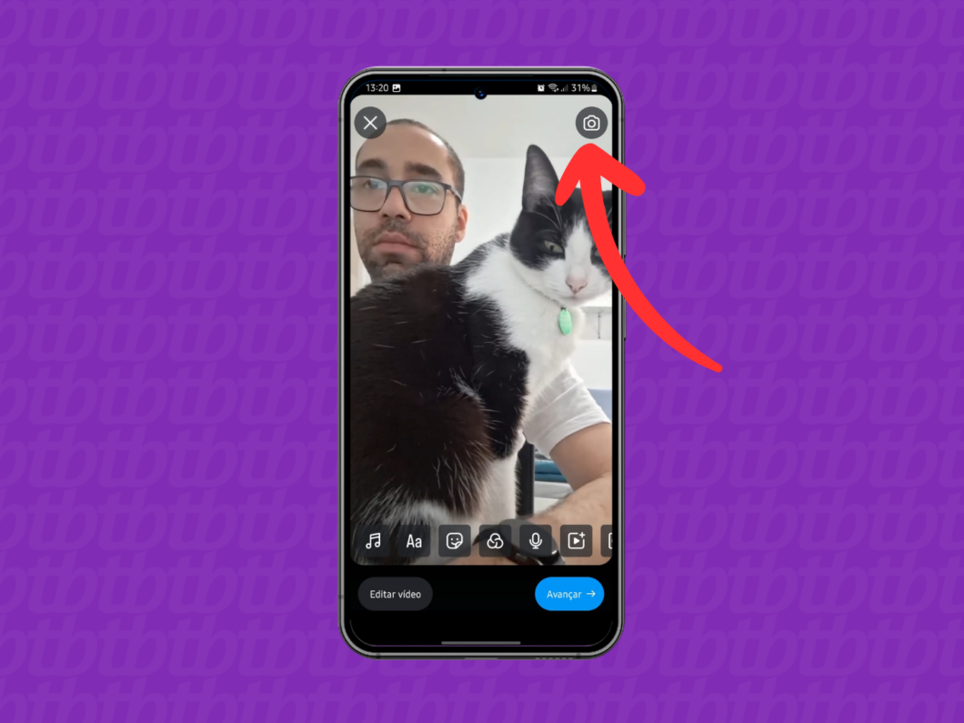 Captura de tela do Instagram mostra como acessar a opção React do Remix