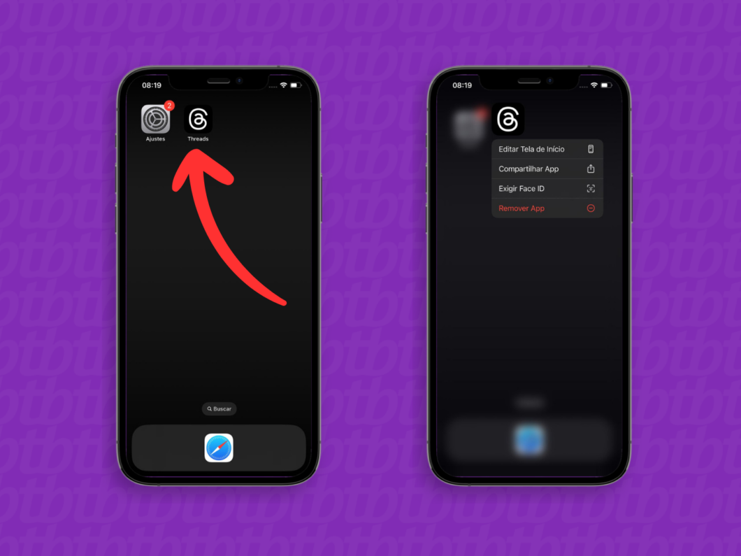 Captura de tela do iPhone mostra como abrir o menu rápido de um aplicativo