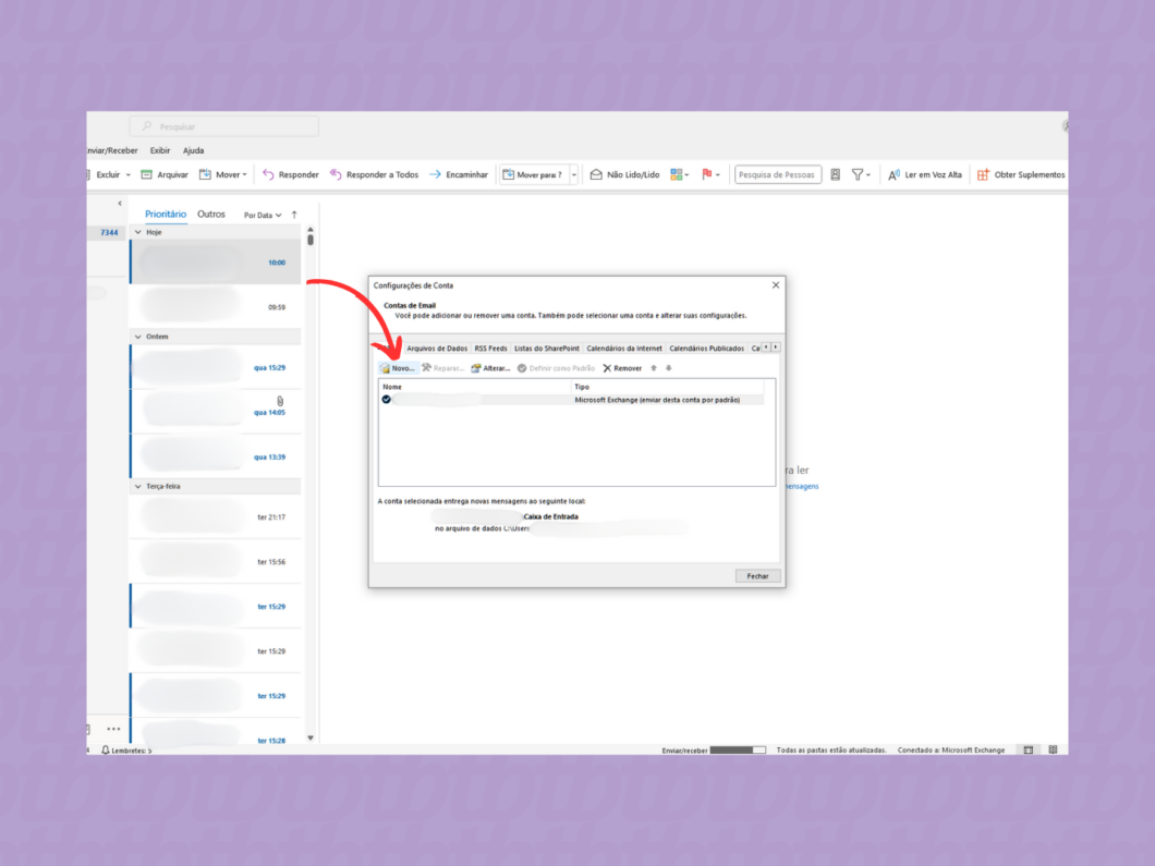 Configurando uma nova conta para o Classic Outlook
