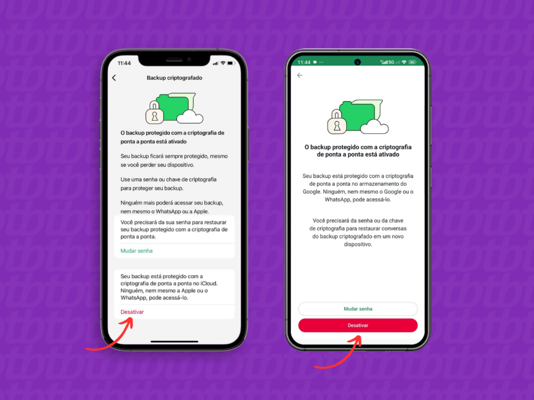 Desativando a criptografia do backup do WhatsApp
