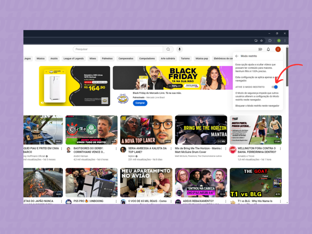 Habilitando ou desabilitando o Modo Restrito do YouTube pelo PC