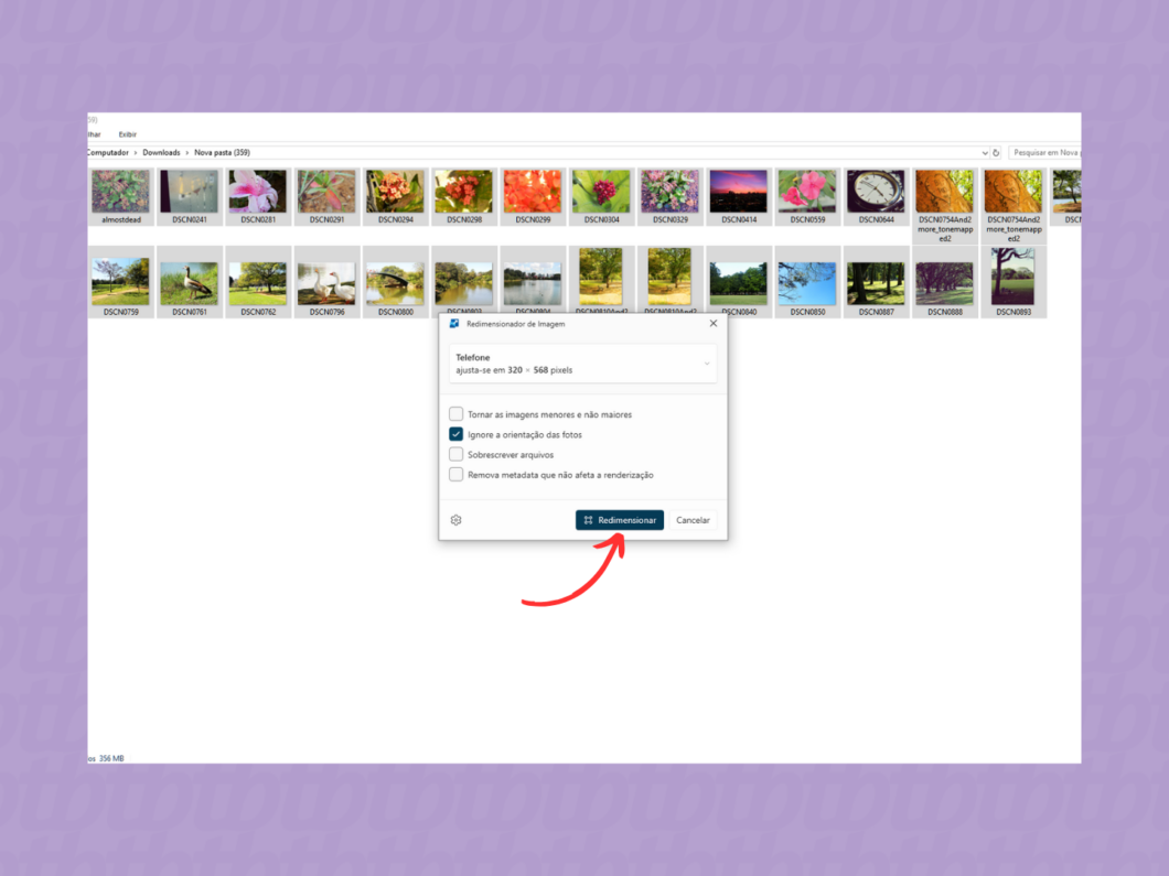 Redimensionando as imagens no PC com Windows