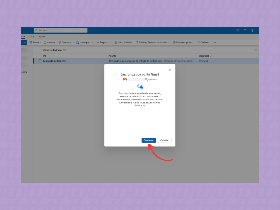 Sincronizando a conta Gmail ao Microsoft Outlook
