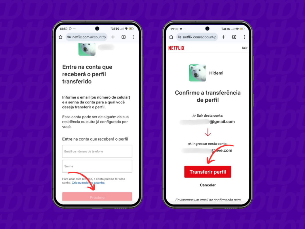 Transferindo o perfil da Netflix para outra conta