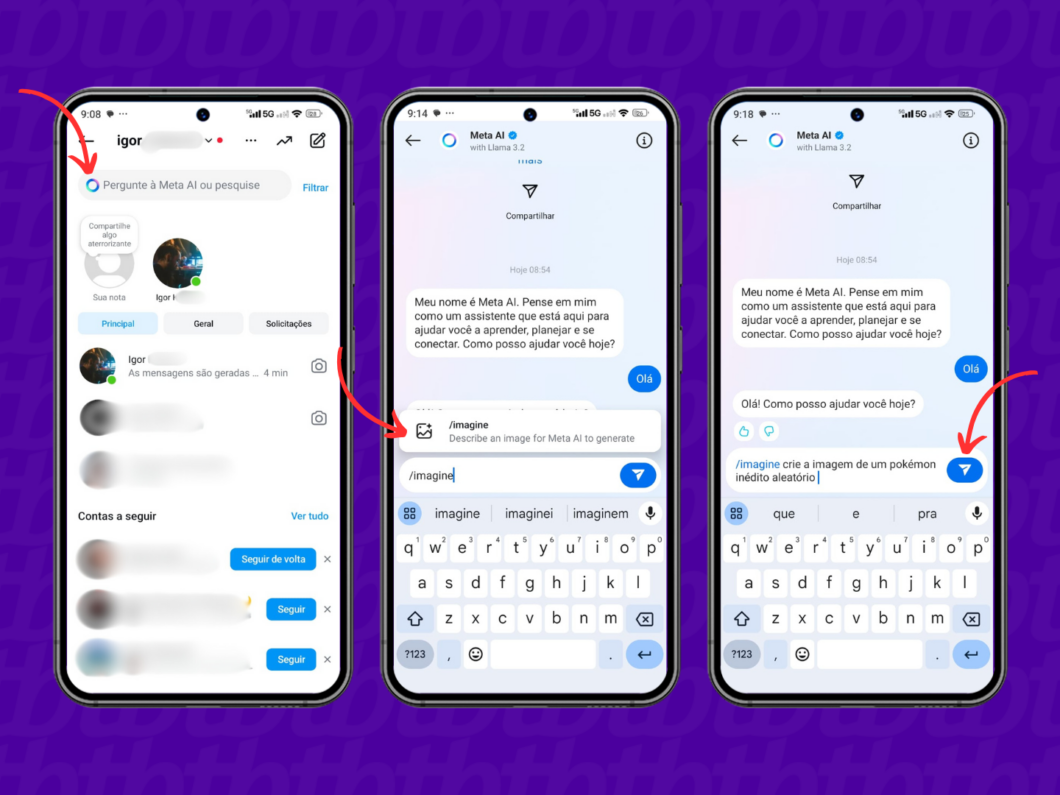 Usando a criação de imagem da Meta AI do Instagram