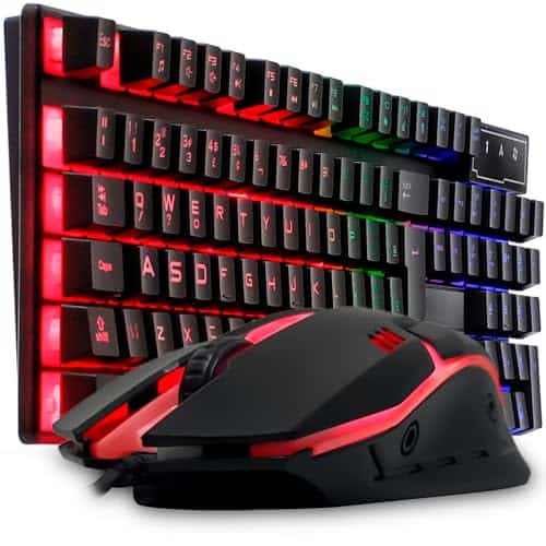 Kit Gamer Teclado Semi Mecânico e Mouse RGB