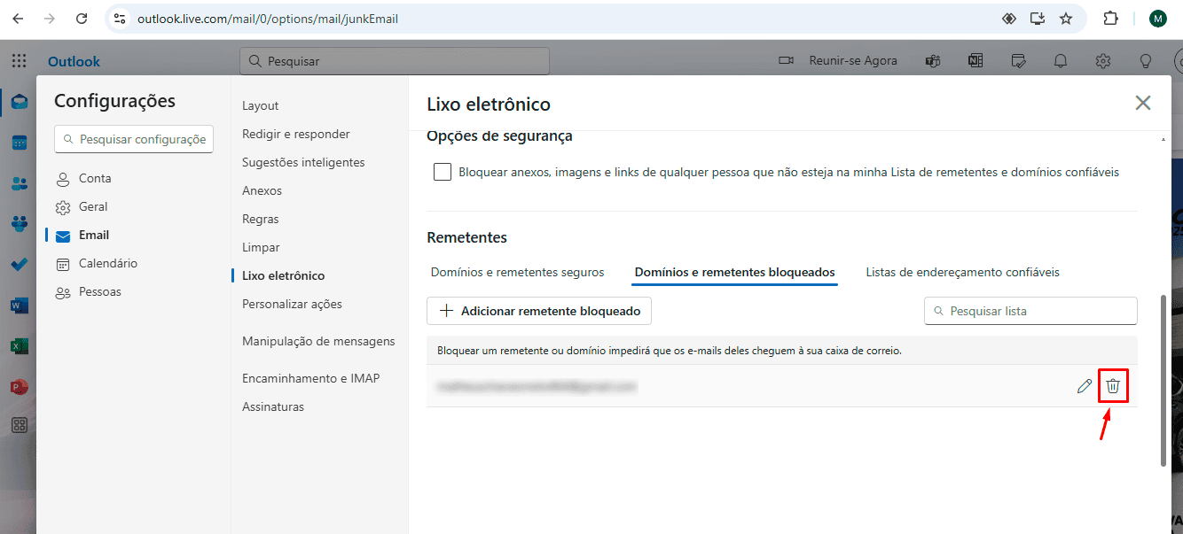 Desbloquear endereço de e-mail no Outlook