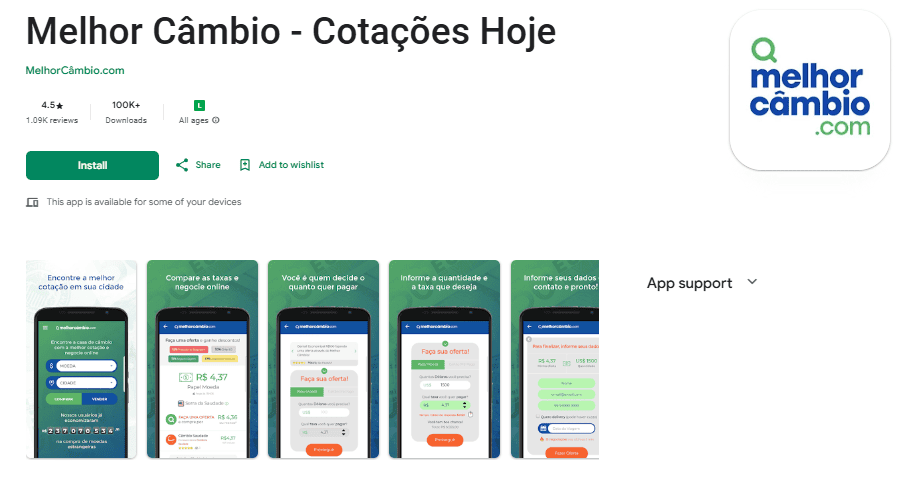 Melhor Câmbio - aplicativo para comparar cotações