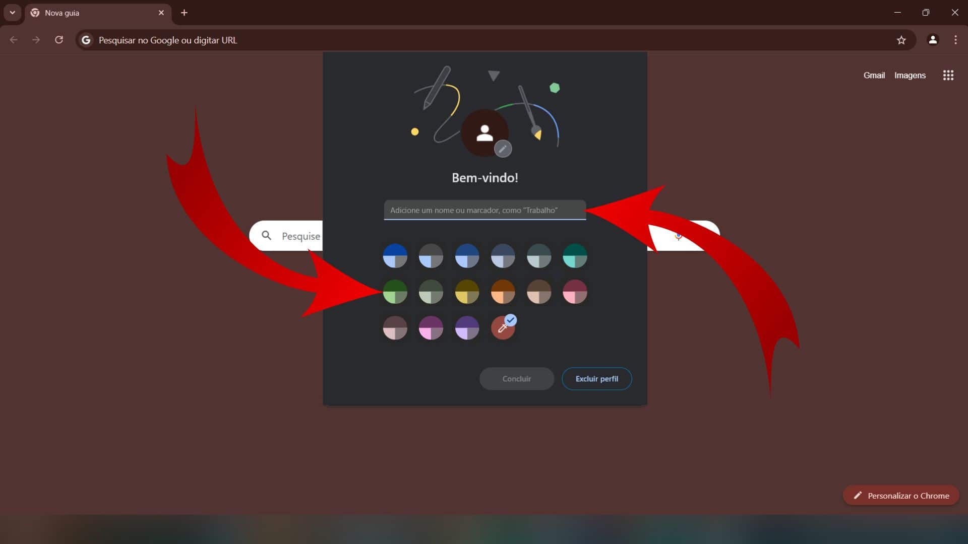 Personalização de perfil no Google Chrome