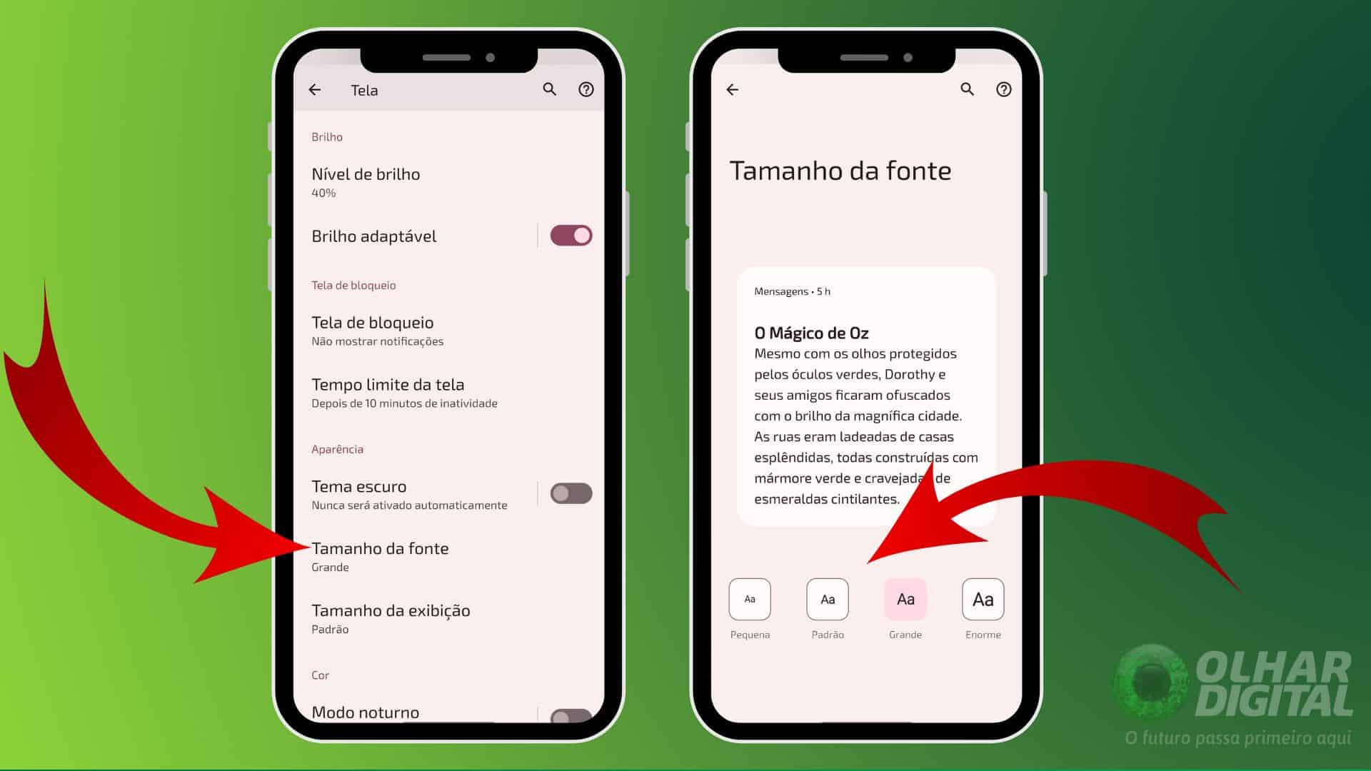 Ajuste de tamanho da fonte no Android