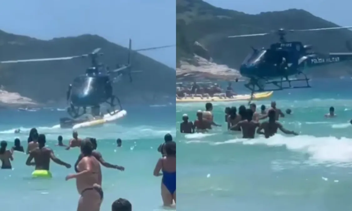 Vídeo: fuzil de PM cai no mar durante sobrevoo em Cabo Frio | Enfoco