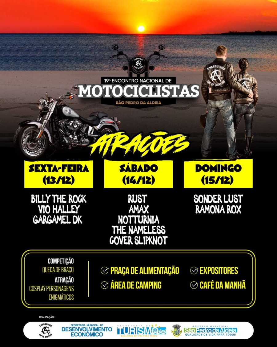 19ª edição do Encontro Nacional de Motociclistas vai movimentar São Pedro da Aldeia começa hoje