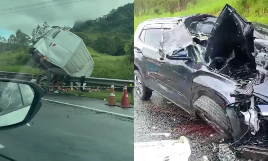 Imagem impressionante: carros ficam destruídos na Via Lagos | Enfoco