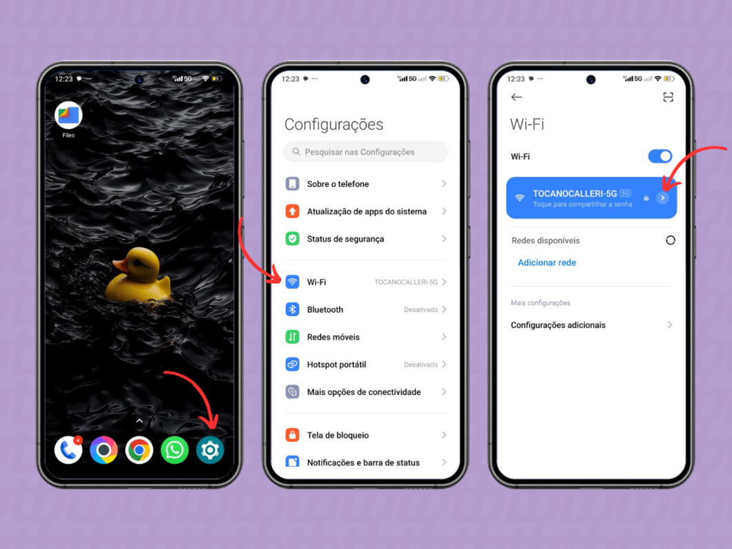 Acessando as configurações de rede pelo Android