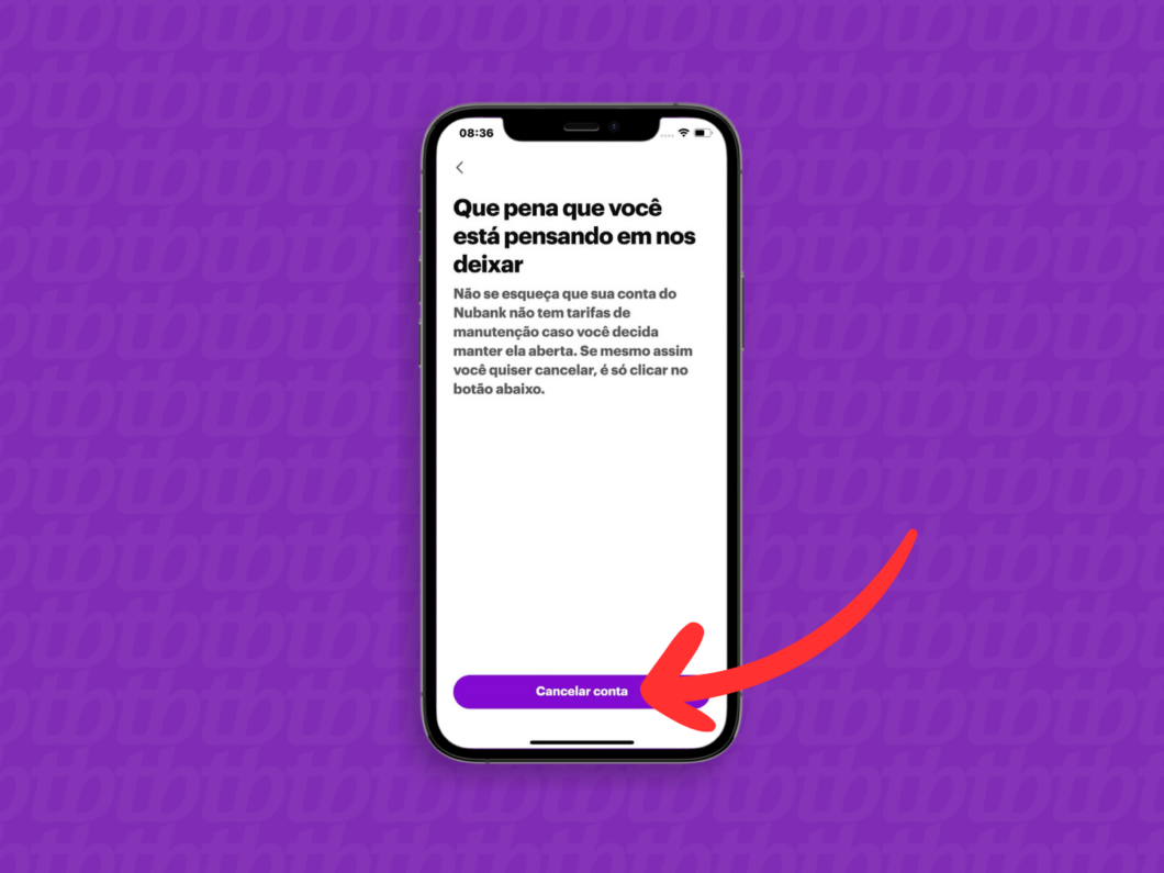 Captura de tela do aplicativo Nubank mostrando a confirmação do cancelamento