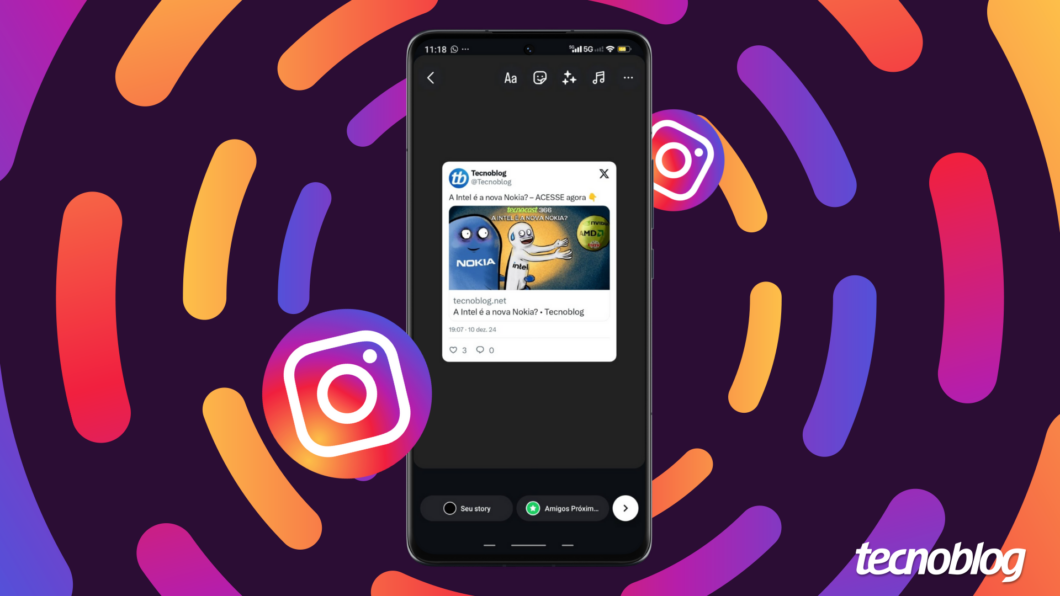 Instruções para compartilhar um tweet nos Stories do Instagram