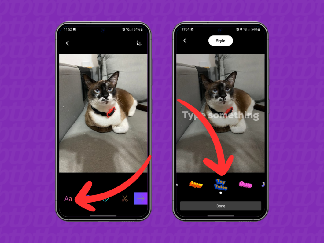 Captura de tela do aplicativo GIPHY mostra como adicionar um texto animado no GIF