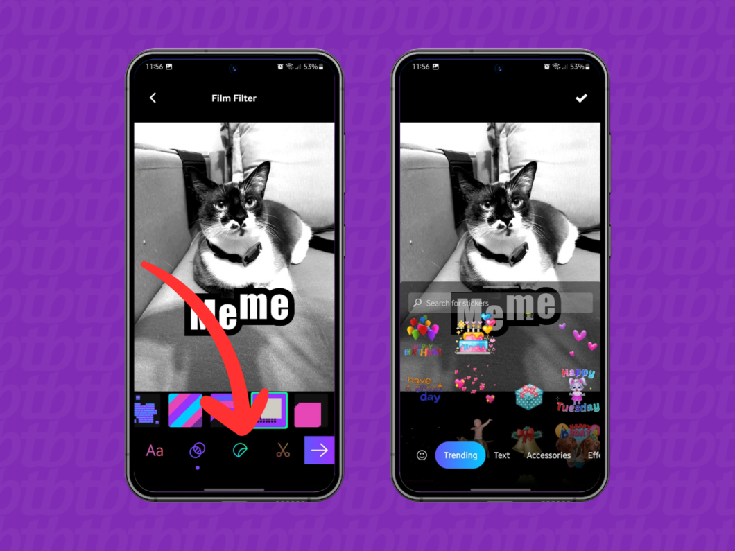 Captura de tela do aplicativo GIPHY mostra como adicionar mais elementos no GIF