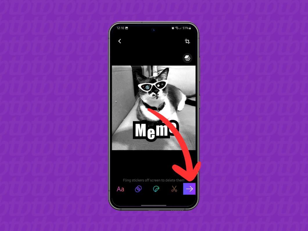 Captura de tela do aplicativo GIPHY mostra como encerrar a edição do GIF